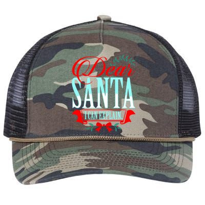 Dear Santa I Can Explain Funny Christmas Gift Retro Rope Trucker Hat Cap