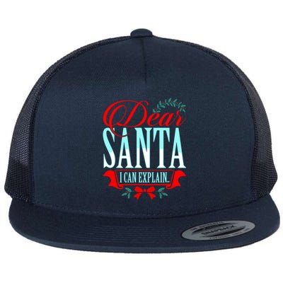 Dear Santa I Can Explain Funny Christmas Gift Flat Bill Trucker Hat