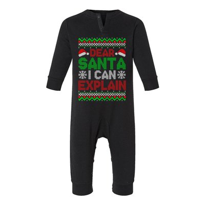 Dear Santa I Can Explain Funny Christmas Holiday Sweater Cute Gift Infant Fleece One Piece