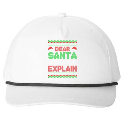 Dear Santa I Can Explain Funny Christmas Holiday Sweater Cute Gift Snapback Five-Panel Rope Hat