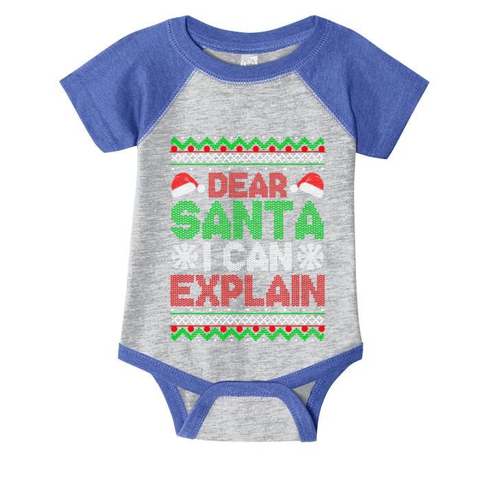 Dear Santa I Can Explain Funny Christmas Holiday Sweater Cute Gift Infant Baby Jersey Bodysuit