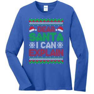 Dear Santa I Can Explain Funny Christmas Holiday Sweater Cute Gift Ladies Long Sleeve Shirt