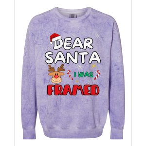 Dear Santa I Was Framed Funny Xmas Family Matching Colorblast Crewneck Sweatshirt