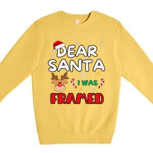 Dear Santa I Was Framed Funny Xmas Family Matching Premium Crewneck Sweatshirt