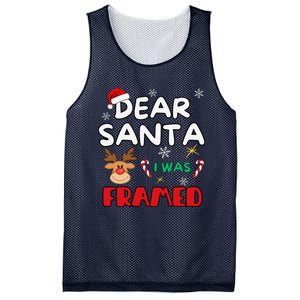 Dear Santa I Was Framed Funny Xmas Family Matching Mesh Reversible Basketball Jersey Tank