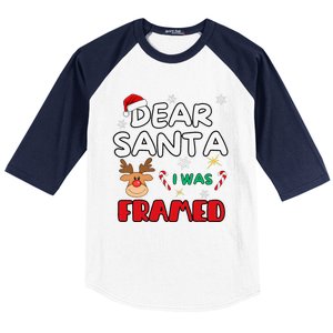 Dear Santa I Was Framed Funny Xmas Family Matching Baseball Sleeve Shirt