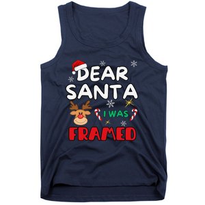 Dear Santa I Was Framed Funny Xmas Family Matching Tank Top