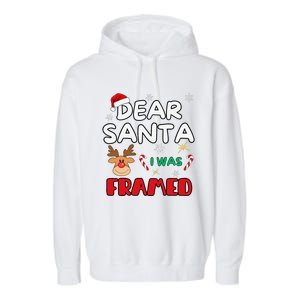 Dear Santa I Was Framed Funny Xmas Family Matching Garment-Dyed Fleece Hoodie