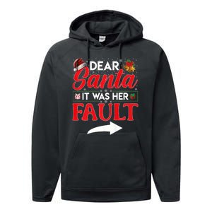 Dear Santa It Was Her Fault Funny Christmas Couples Performance Fleece Hoodie