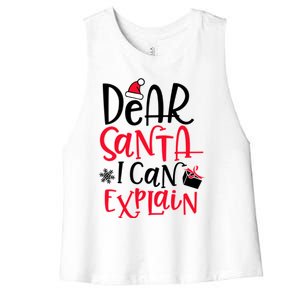 Dear Santa I Can Explain Christmas Sweater Jumper Cute Gift Women's Racerback Cropped Tank