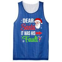 Dear Santa It Was His Fault Christmas Xmas Gift Mesh Reversible Basketball Jersey Tank