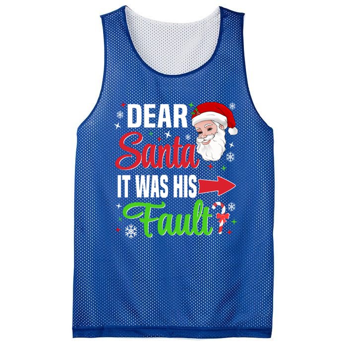 Dear Santa It Was His Fault Christmas Xmas Gift Mesh Reversible Basketball Jersey Tank