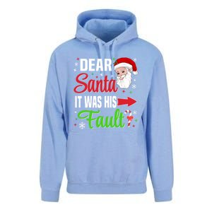 Dear Santa It Was His Fault Christmas Xmas Gift Unisex Surf Hoodie