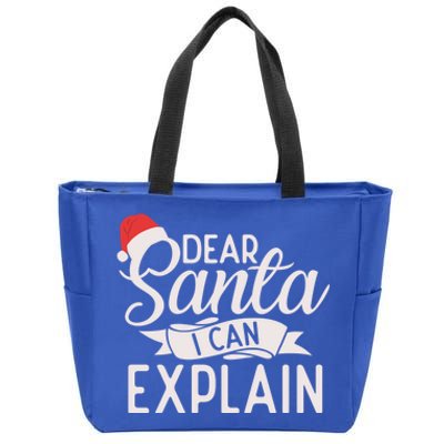 Dear Santa I Can Explain Xmas Christmas Gift Zip Tote Bag