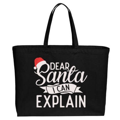 Dear Santa I Can Explain Xmas Christmas Gift Cotton Canvas Jumbo Tote