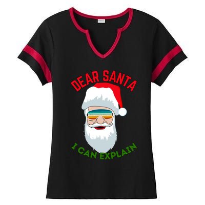 Dear Santa I Can Explain Funny Christmas Print For All Funny Gift Ladies Halftime Notch Neck Tee