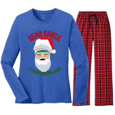 Dear Santa I Can Explain Funny Christmas Print For All Funny Gift Women's Long Sleeve Flannel Pajama Set 