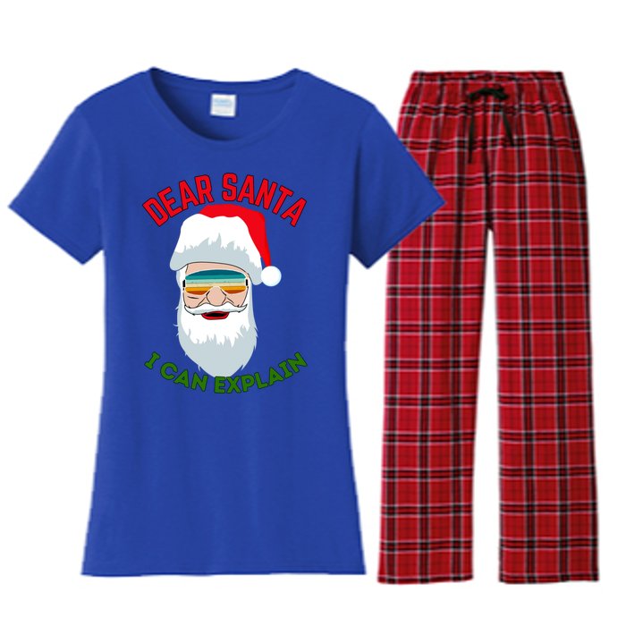 Dear Santa I Can Explain Funny Christmas Print For All Funny Gift Women's Flannel Pajama Set