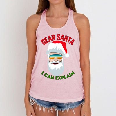 Dear Santa I Can Explain Funny Christmas Print For All Funny Gift Women's Knotted Racerback Tank