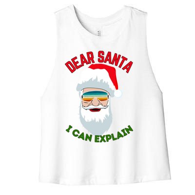 Dear Santa I Can Explain Funny Christmas Print For All Funny Gift Women's Racerback Cropped Tank