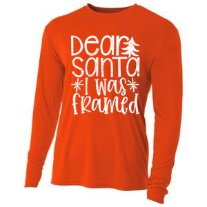 Dear Santa I Was Framed Christmas Stocking Stuffer Gift Cooling Performance Long Sleeve Crew