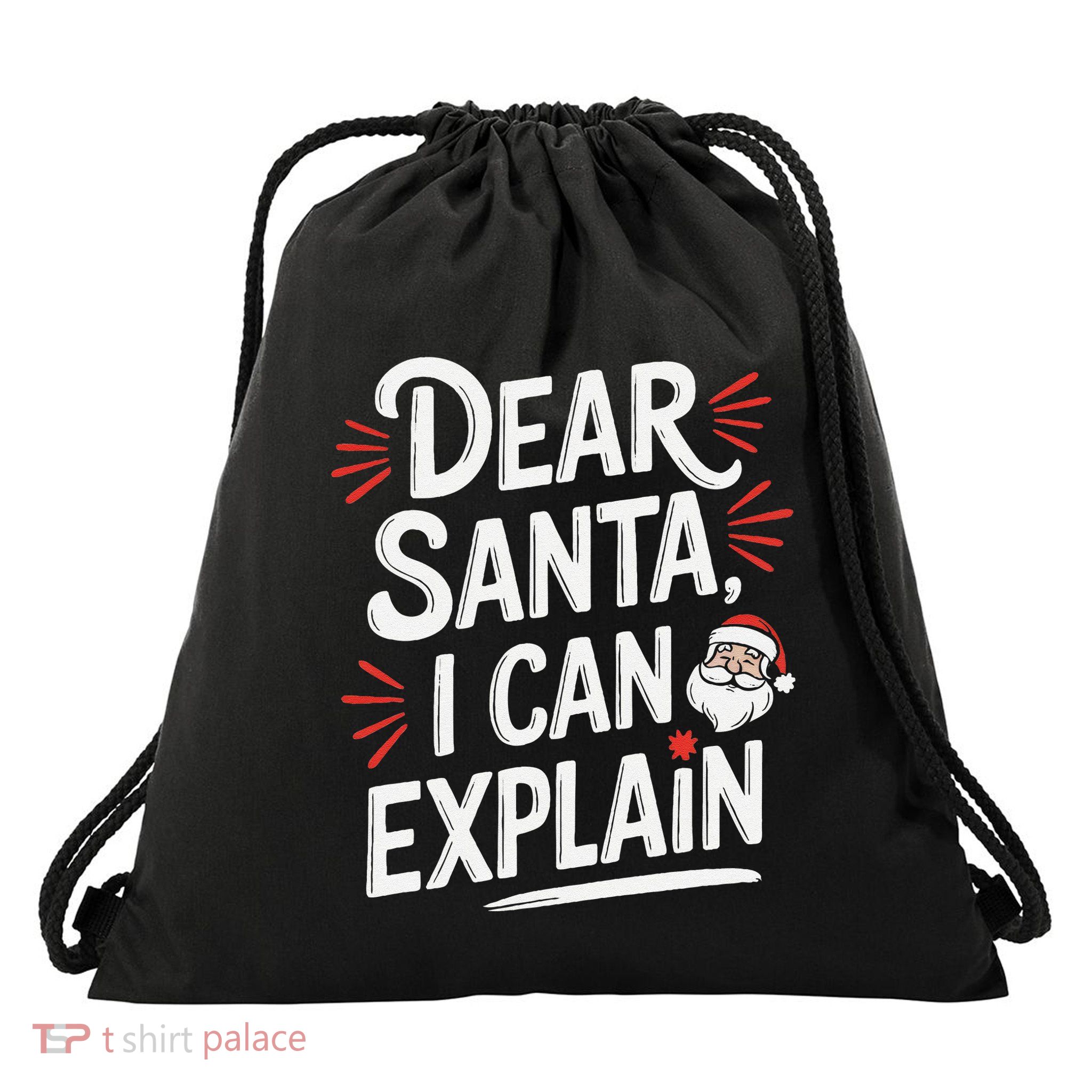 Dear Santa I Can Explain Funny Christmas Humor Holiday Santa Drawstring Bag