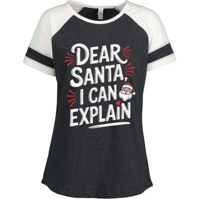 Dear Santa I Can Explain Funny Christmas Humor Holiday Santa Enza Ladies Jersey Colorblock Tee