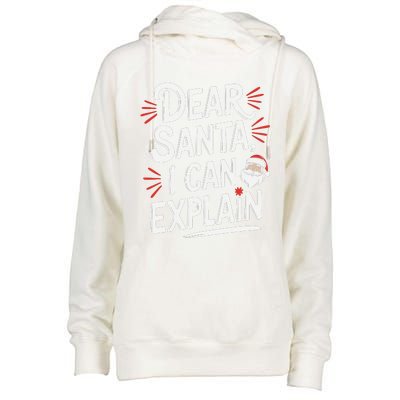 Dear Santa I Can Explain Funny Christmas Humor Holiday Santa Womens Funnel Neck Pullover Hood