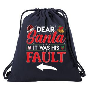 Dear Santa It Was His Fault Funny Christmas Couples Great Gift Drawstring Bag