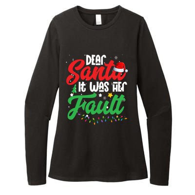 Dear Santa It Was Her Fault Christmas Couples Gift Womens CVC Long Sleeve Shirt