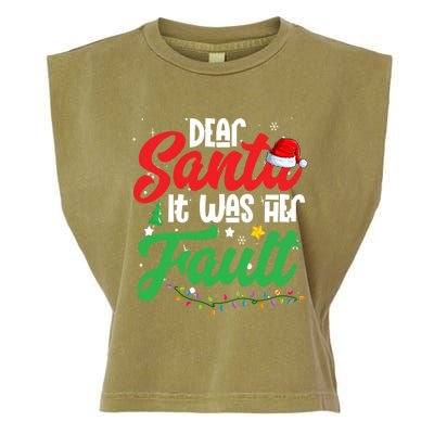 Dear Santa It Was Her Fault Christmas Couples Gift Garment-Dyed Women's Muscle Tee