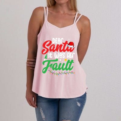 Dear Santa It Was Her Fault Christmas Couples Gift Women's Strappy Tank