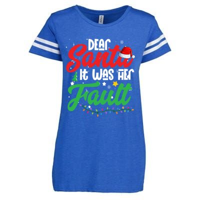 Dear Santa It Was Her Fault Christmas Couples Gift Enza Ladies Jersey Football T-Shirt