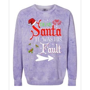 Dear Santa It Was His Fault Funny Xmas Couples For Christmas Gift Colorblast Crewneck Sweatshirt