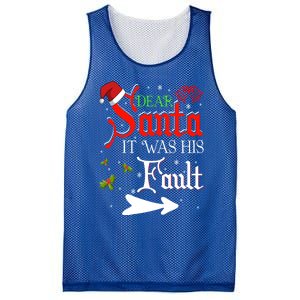 Dear Santa It Was His Fault Funny Xmas Couples For Christmas Gift Mesh Reversible Basketball Jersey Tank