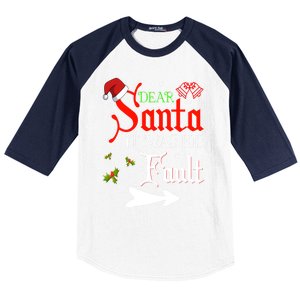 Dear Santa It Was His Fault Funny Xmas Couples For Christmas Gift Baseball Sleeve Shirt