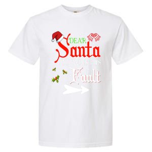 Dear Santa It Was His Fault Funny Xmas Couples For Christmas Gift Garment-Dyed Heavyweight T-Shirt