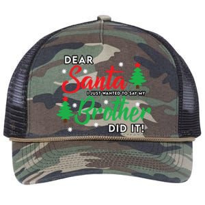 Dear Santa I Just Want To Say My Brother Did It Family Xmas Meaningful Gift Retro Rope Trucker Hat Cap