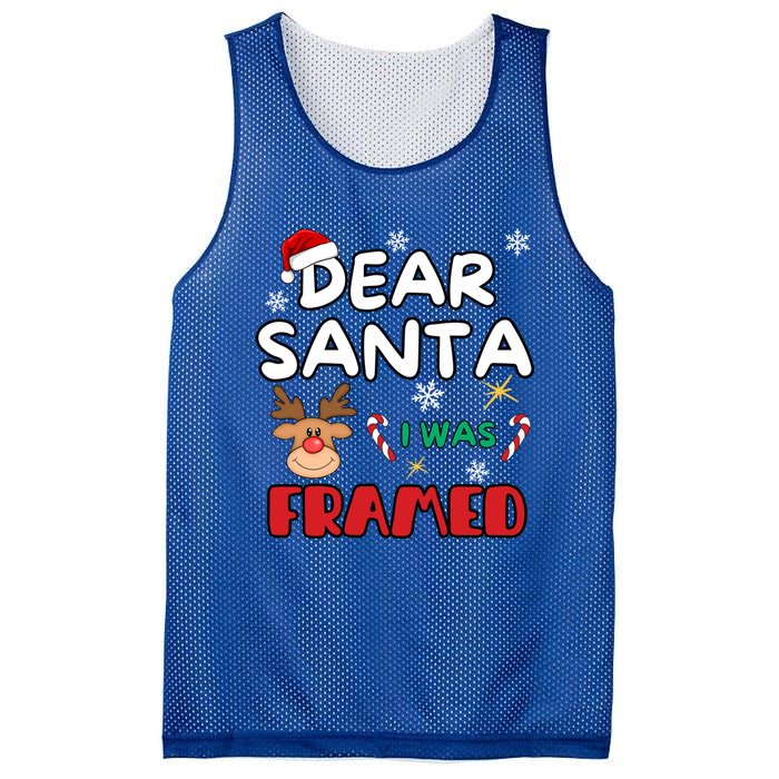 Dear Santa I Was Framed Funny Xmas Family Matching Cute Gift Mesh Reversible Basketball Jersey Tank