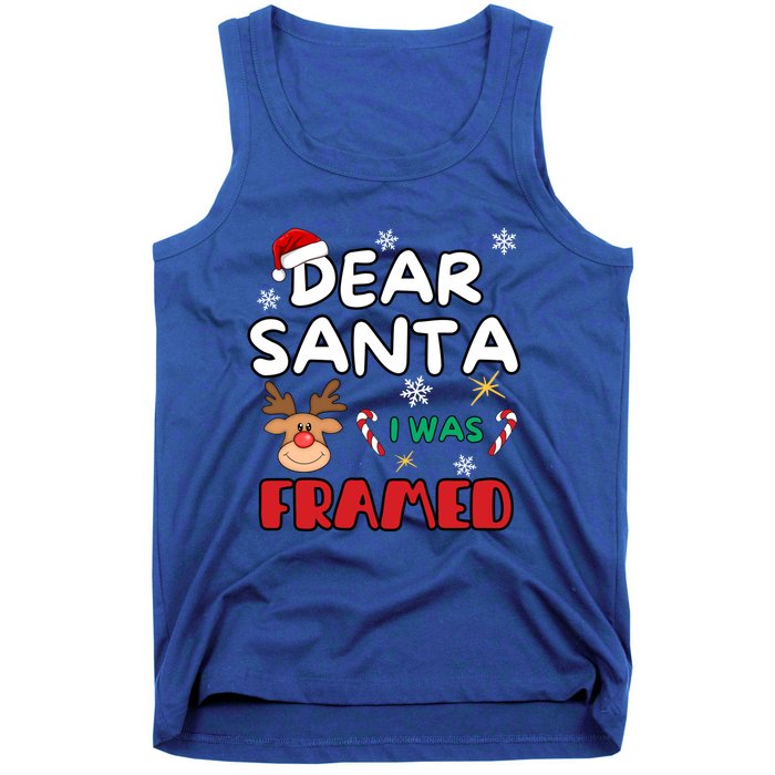 Dear Santa I Was Framed Funny Xmas Family Matching Cute Gift Tank Top