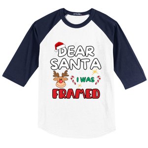 Dear Santa I Was Framed Funny Xmas Family Matching Cute Gift Baseball Sleeve Shirt