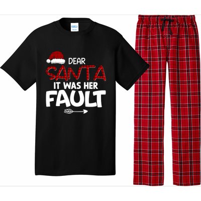 Dear Santa It Was Her Fault Couples Christmas Matching Meaningful Gift Pajama Set