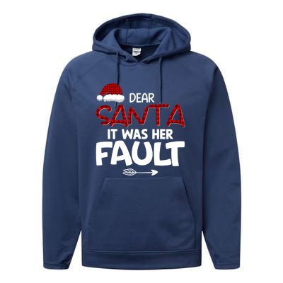 Dear Santa It Was Her Fault Couples Christmas Matching Meaningful Gift Performance Fleece Hoodie