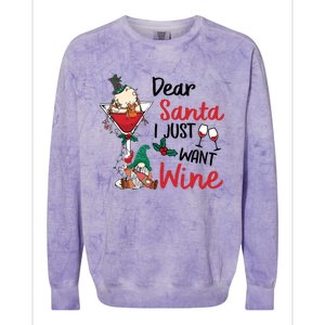 Dear Santa I Just Want Wine Funny Christmas Cool Gift Colorblast Crewneck Sweatshirt