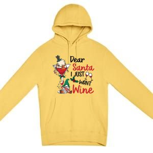 Dear Santa I Just Want Wine Funny Christmas Cool Gift Premium Pullover Hoodie