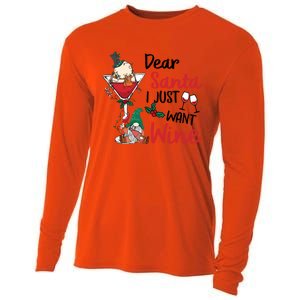 Dear Santa I Just Want Wine Funny Christmas Cool Gift Cooling Performance Long Sleeve Crew