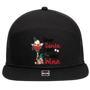 Dear Santa I Just Want Wine Funny Christmas Cool Gift 7 Panel Mesh Trucker Snapback Hat