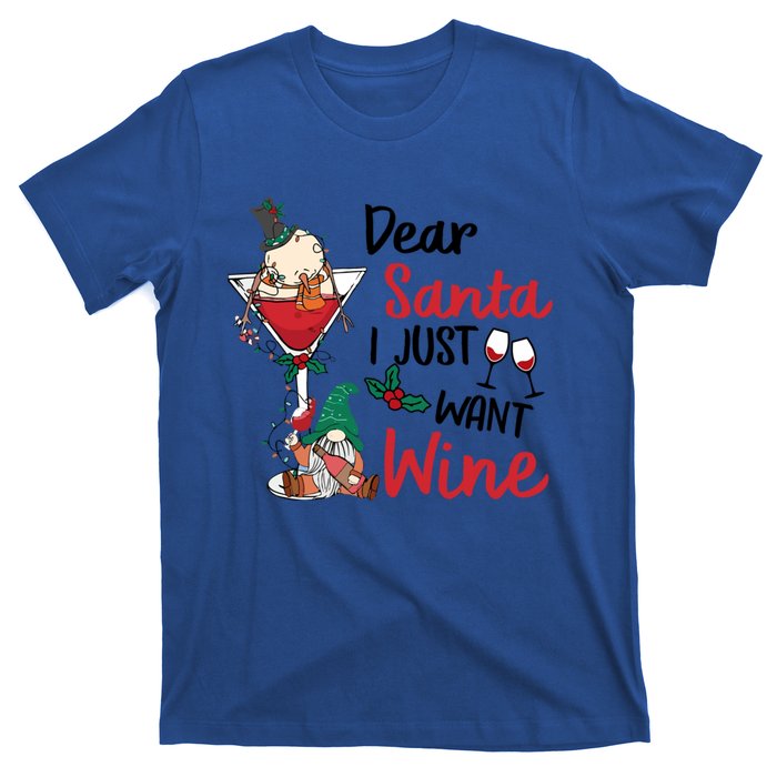 Dear Santa I Just Want Wine Funny Christmas Cool Gift T-Shirt