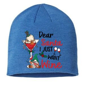 Dear Santa I Just Want Wine Funny Christmas Cool Gift Sustainable Beanie