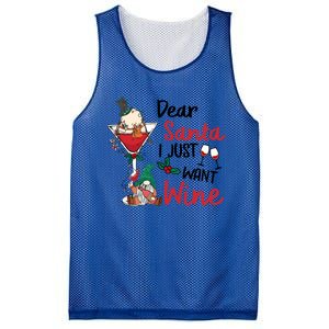 Dear Santa I Just Want Wine Funny Christmas Cool Gift Mesh Reversible Basketball Jersey Tank